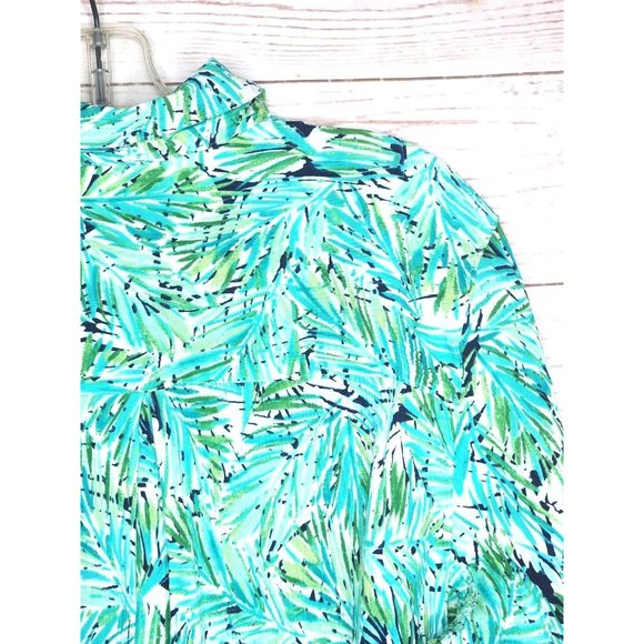 Appleseeds Petites PXL Floral Button Cuff Green Women Full Button Shirt - Picture 15 of 16